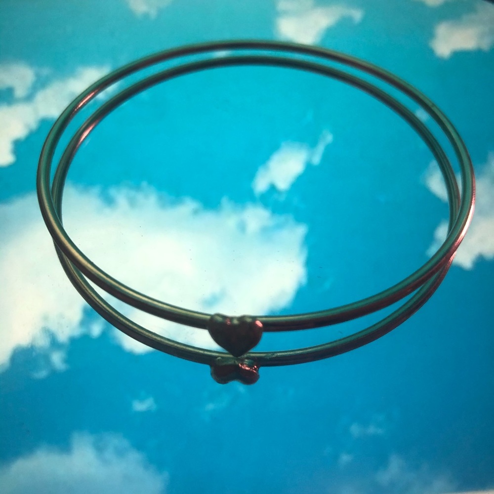 gold bangle heart bracelet